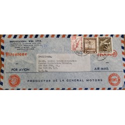 J) 1956 CHILE, AIRPLANE, GENERAL MOTORS CORPORATION, FIRESTONE, REGISTERED AND CERTIFICATED, MULTIPLE STAMPS, AIRMAIL