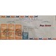 J) 1959 CHILE, AIRPLANE, BLOCK OF 6 CHEVROLET, MULTIPLE STAMPS, AIRMAIL, CIRCULATED COVER, FROM CONCEPCION TO NEW YORK