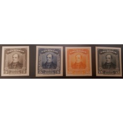 J) 1945 COLOMBIA, 80TH ANNIVERSARY OF ANDRES BELLO'S DEATH, SET OF 4, AMERICAN BANK NOTE, DIE PROOF IMPERFORATED