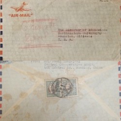 J) 1938 CHINA, DR SUN YAN SET, AIRMAIL, CIRCULATED COVER, FROM CHINA TO USA
