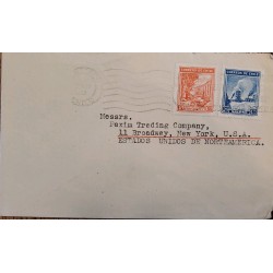 J) 1922 CHILE, AIRPLANE, AGRICULTURE, SALITRE, MUTIPLE STAMPS, AIRMAIL, CIRCULATED COVER, FROM CHILE TO NEW YORK