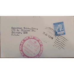 J) 1940 CHILE, SALITRE, TOWERS, PINK, CIRCULAR CANCELLATION, AIRMAIL, CIRCULATED COVER, FROM CHILE TO CHICAGO