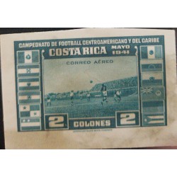 J) 1941 COSTA RICA, 2 COLONES GREEN, CENTRAL AMERICAN AND CARIBBEAN FOOTBALL WORLD CHAMPIONSHIP