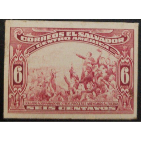 J) 1921 EL SALVADOR, DELEGATE ACCOMPANIED BY OTHER PROCEEDS, GIVING UP THE PEOPLE, 6 CENTS RED, AMERICAN