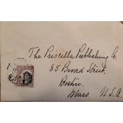 J) 1909 CHILE, COLUMBUS, CIRCULATED COVER, FROM CHILE TO USA