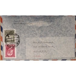 J) 1953 CHILE, AIRPLANE, AIRMAIL, CIRCULATED COVER, FROM SANTIAGO TO USA