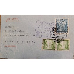 J) 1937 CHILE, AIRPLANE, COMMEMORATION, FIRST COMMERCIAL CROSSING, MULTIPLE STAMPS, AIRMAIL, CIRCULATED