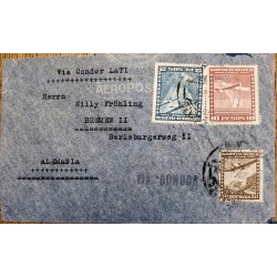 J) 1957 CHILE, AIRPLANE, MULTIPLE STAMPS, AIRMAIL, CIRCULATED COVER, FROM CHILE TO GERMANY, VIA CONDOR LATI