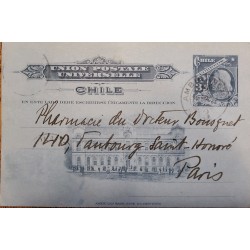 J) 1912 CHILE, COLUMBUS, POSTAL STATIONARY, POSTCARD, AMERICAN BANK NOTE, CIRCULATED COVER