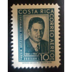 A) 1861, COSTA RICA, CENTENARY PROFESSOR MIGUEL OBREGON, AIR MAIL, 10c