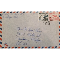 J) 1955 CHILE, AIRPLANE, AIRMAIL, FROM AMBULANCIA 23, SANTIAGO TO MICHIGAN