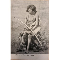J) 1910 CHILE, INDIAN FROM THE LAND OF FIRE, PHOTO, XF