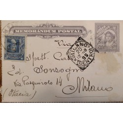 J) 1903 CHILE, 5 CENTS PURPLE, COLON, POSTCARD, POSTAL STATIONARY, FROM CHILE TO MILANO ITALY