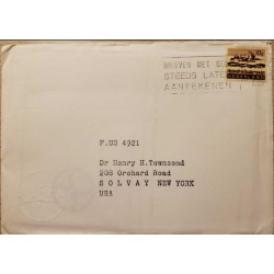 I) 1965 NEDERLAND, COAL MINES, DEEP CLARET, CIRCULATED COVER FROM NEDERLANDS TO SOLVAY NEW YORK, USA, BLACK CANCELLATION