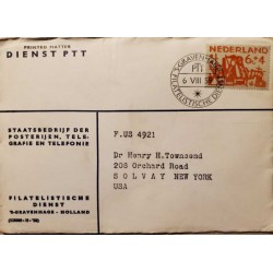 I) 1959 NEDERLAND, DREDGER, RED ORANGE GRAY, CIRCULATED COVER FROM HOLLAND TO SOLVAY, NEW YORK, USA, BLACK CANCELLATION
