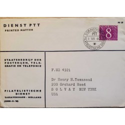 I) 1960 NEDERLAND, LILAC STAMP, CIRCULATED COVER FROM HOLLAND TO SOLVAY NEW YORK, USA, BLACK CANCELLATION