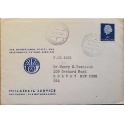I) 1954 NEDERLAND, QUEEN JULIANA, DEEP BLUE, CIRCULATED COVER FROM NEDERLANDS TO SOLVAY NEW YORK