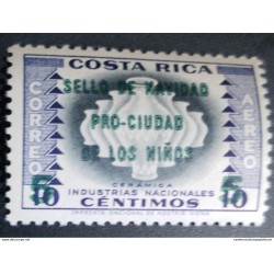 A) 1954, COSTA RICA, TYPE OF 1954 SURCHANGED IN GREEN, CHRISTMAS SEAL PRO-CHILDREN'S CITY, 5c, MNH