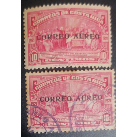 A) 1921, COSTA RICA, IN COMMEMORATION OF THE FIRST PAN AMERICAN POSTAL CONGRESS