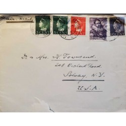 ​I) 1954 NEDERLAND, SET OF 4, QUEEN WILHELMINA, DARK GREEN, BRIGHT RED, PUR BROWN
