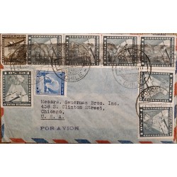 J) 1940 CHILE, SALITRE, AIRPLANE, MULTIPLE STAMPS, AIRMAIL, CIRCULATED COVER, FROM CHILE TO CHICAGO