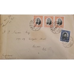 J) 1925 CHILE, BERNARDO O'HIGGINS, MANUEL BULNES, MULTIPLE STAMPS, CIRCULATED COVER, AMBULANCIA 8