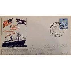J) 1941 CHILE, NEW YORK AND CUBA MAIL STEAMSHIP CO S.S AWGI MONTE, MAIDEN VOYAGE, CIRCULATED COVER, FROM CHILE TO USA