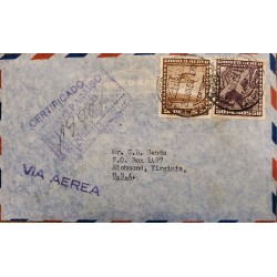 J) 1957 CHILE, AIRPLANE, REGISTERED, AIRMAIL, CIRCULATED COVER, FROM VALPARAISO TO USA