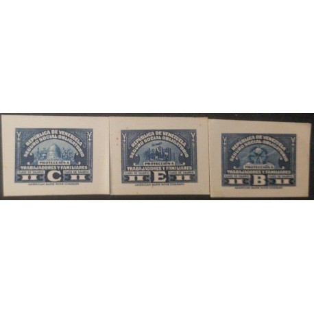 J) 1920 VENEZUELA, AMERICAN BANK NOTE, DIE PROOF, COMPULSORY SOCIAL INSURANCE FOR WORKERS AND FAMILY