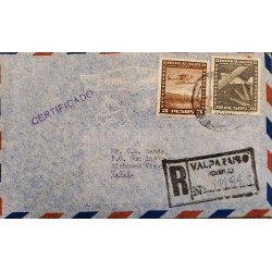 J) 1955 CHILE, AIRPLANE, REGISTERED, AIRMAIL, FROM VALPARAISO TO USA
