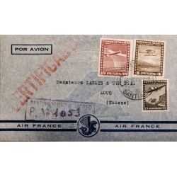 J) 1955 CHILE, AIRPLANE, REGISTERED AND CERTIFICATED, AIRFRANCE, FROM SANTIAGO TO SWITZERLAND
