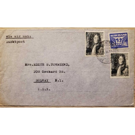 I) 1946 NEDERLAND, GULL, ULTRA STAMP, SET OF 2, CORNELIS EVERTSEN DE JONGSTE, 1642- 1706, AIR MAIL