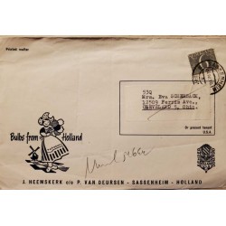 I) 1961 NEDERLAND, NUMERAL TYPE, GRAY STAMP, CIRCULATED COVER FROM HOLLAND TO CLEVELAND, OHIO, USA, BLACK CANCELLATION