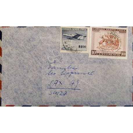 J) 1960 CHILE, SQUICENTENNIAL OF THE FIRST NATIONAL GOVERNMENT, AIRPLANE, MULTIPLE STAMPS, CIRCULATED COVER