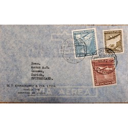 J) 1945 CHILE, AIRPLANE, AIRMAIL, CIRCULATED COVER, FROM SANTIAGO TO SWITZERLND