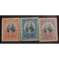 A) 1903, NICARAGUA, PRESIDENT JOSE SANTOS ZELAYA, DIE PROOF, 3 VALUES