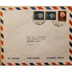I) 1958 NEDERLAND, QUEEN JULIANA, SET OF 3, DARK BLUE, RED BROWN, AIR MAIL, CIRCULATED COVER FROM NEDERLAND TO SOLVAY