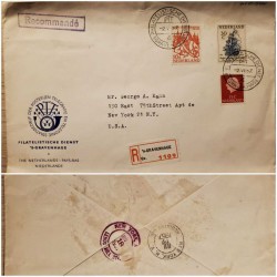 ​I) 1957 NEDERLAND, ADMIRAL M. A DE RUYTER, FLAGSHIP “DE ZEVEN PROVINCIEN, QUEEN JULIANA, CARMINE STAMP