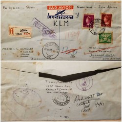 I) 1946 NEDERLAND, QUEEN WILHELMINA, RED STAMP, GULL, LIGTH RED STAMP, AIR MAIL