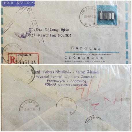 I) 1966 POLAND, CHOPIN, AIR MAIL, CIRCULATED COVER FROM POLAND TO INDONESIA, BLACK CANCELLATION