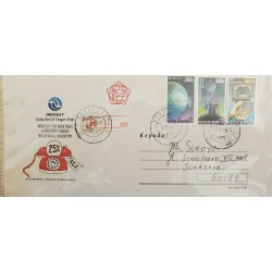 I) 1993 INDONESIA, SET OF 3, GLOBE SATELLITE, PALAPA SATELLITE, OLD NEW TELEPHONES