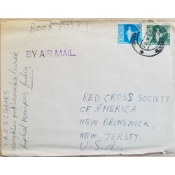 I) 1966 INDIA, MAP OF INDIA, AIR MAIL, CIRCULATED COVER FROM INDIA TO NEW JERSEY, BLACK CANCELLATION