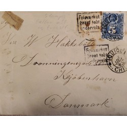 J) 1915 CHILE, COLON, WITH SLOGAN CANCELLATION, CIRCULATED COVER, FROM CHILE TO DENMARK