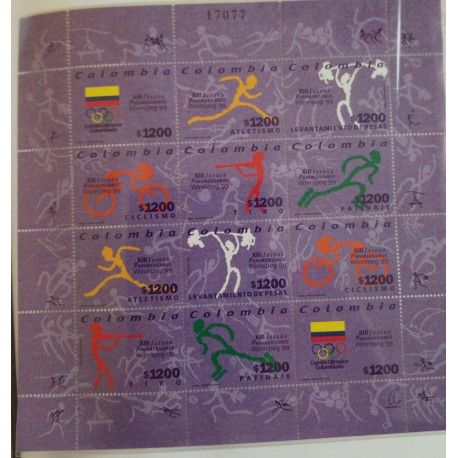 A) 1999, COLOMBIA, XIII PANAMERICAN SPORTS GAMES IN WINNIPEG, CANADA, MINISHEET