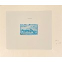 J) 1944 LIBERIA, DIE SUNKEN CARDBOARD, AMERICAN BANK NOTE, IMPERFORATED, PLANE OVER HOUSE, 24 CENTS BLUE