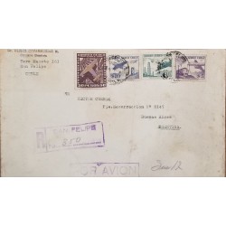 J) 1959 CHILE, AIRPLANE, REGISTEERED, AIRMAIL, CIRCULATED COVER, FROM SAN FELIPE TO ARGENTINA