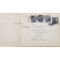 J) 1911 CHILE, BERNARDO O'HIGGINS, MULTIPLE STAMPS, AIRMAIL, CIRCULATED COVER, FROM CHILE TO USA