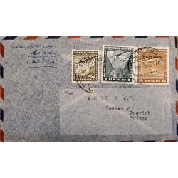 J) 1953 CHILE, AIRPLANE, MULTIPLE STAMPS, AIRMAIL, CIRCULATED COVER, FROM CHILE TO SWITZERLAND, VIA BUENOS AIRES