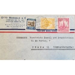 L) 1939 COLOMBIA, GOLD MINES, OIL, COFFEE, 30C, BLUE, 2C, PINK, 10C, ORANGE, AIRMAIL