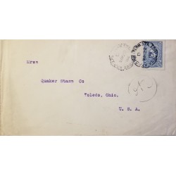 L) 1914 COLOMBIA, NUMBER 5, BLUE, 5C, CIRCULATED COVER FROM COLOMBIA TO USA